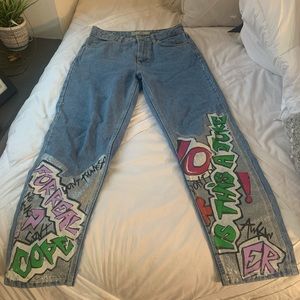 Topshop Graffiti Mom Jeans